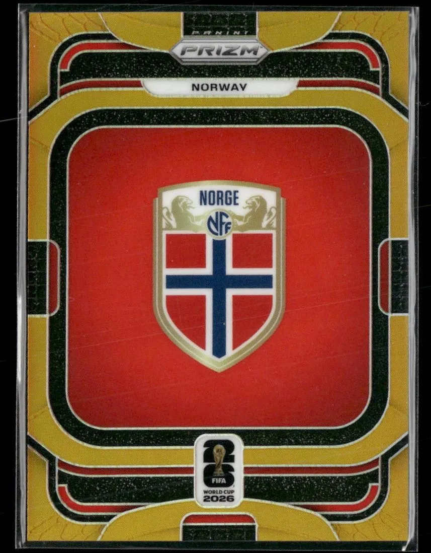 2026 Panini Prizm FIFA World Cup Team Badges Gold Prizms Norway #/10 #32