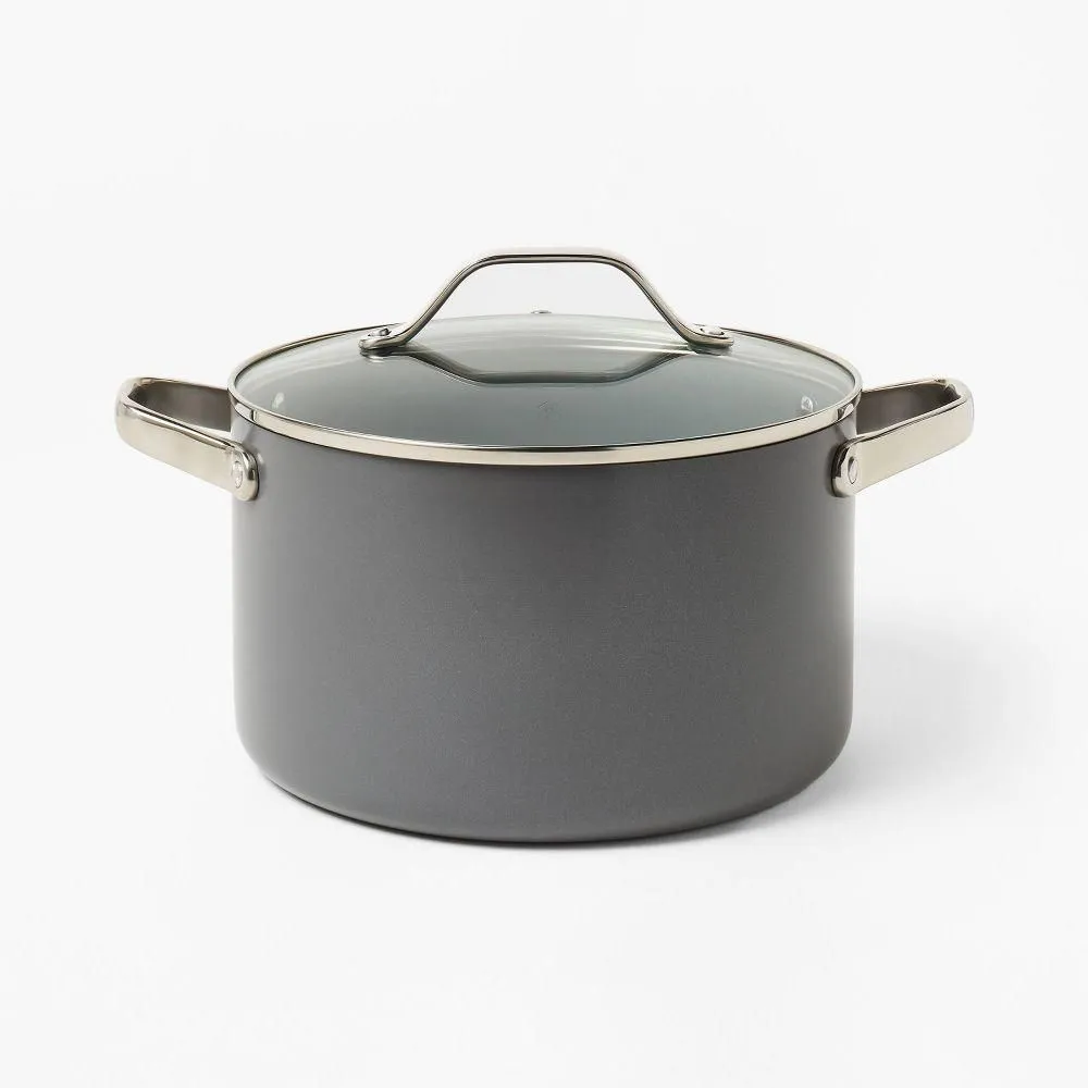 New without box - 6qt Nonstick Ceramic Coated Aluminum Stock Pot Dark Gray - Figmint