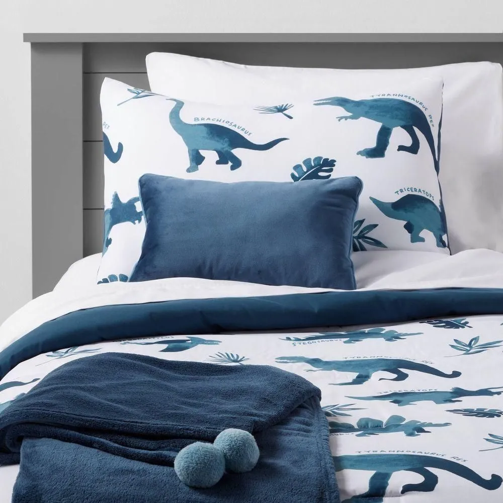 New without box - 5pc Full/Queen Dinosaur Value Multi-Piece Kids' Bedding Set Watercolor Blue