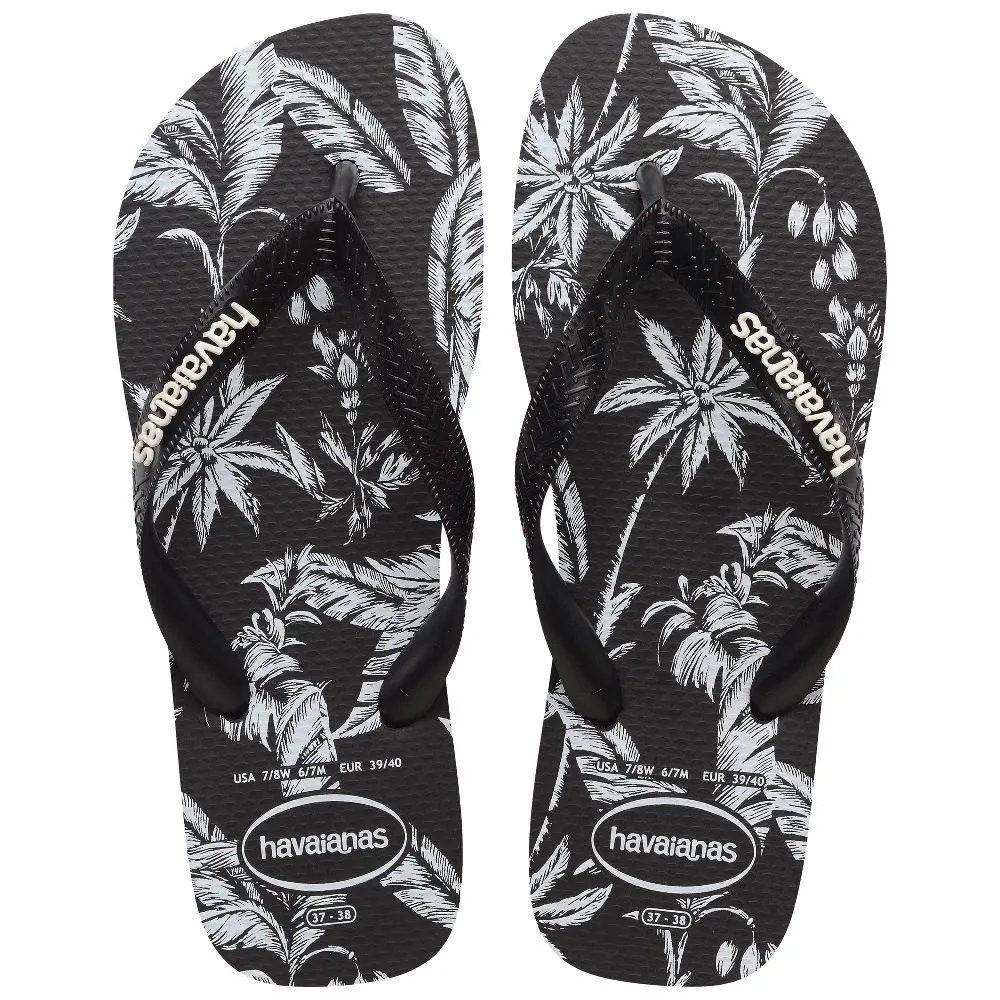 New without Tags - Size: 9-10 - Havaianas Women's Logo Flip Sandals - Black/White Print 9-10