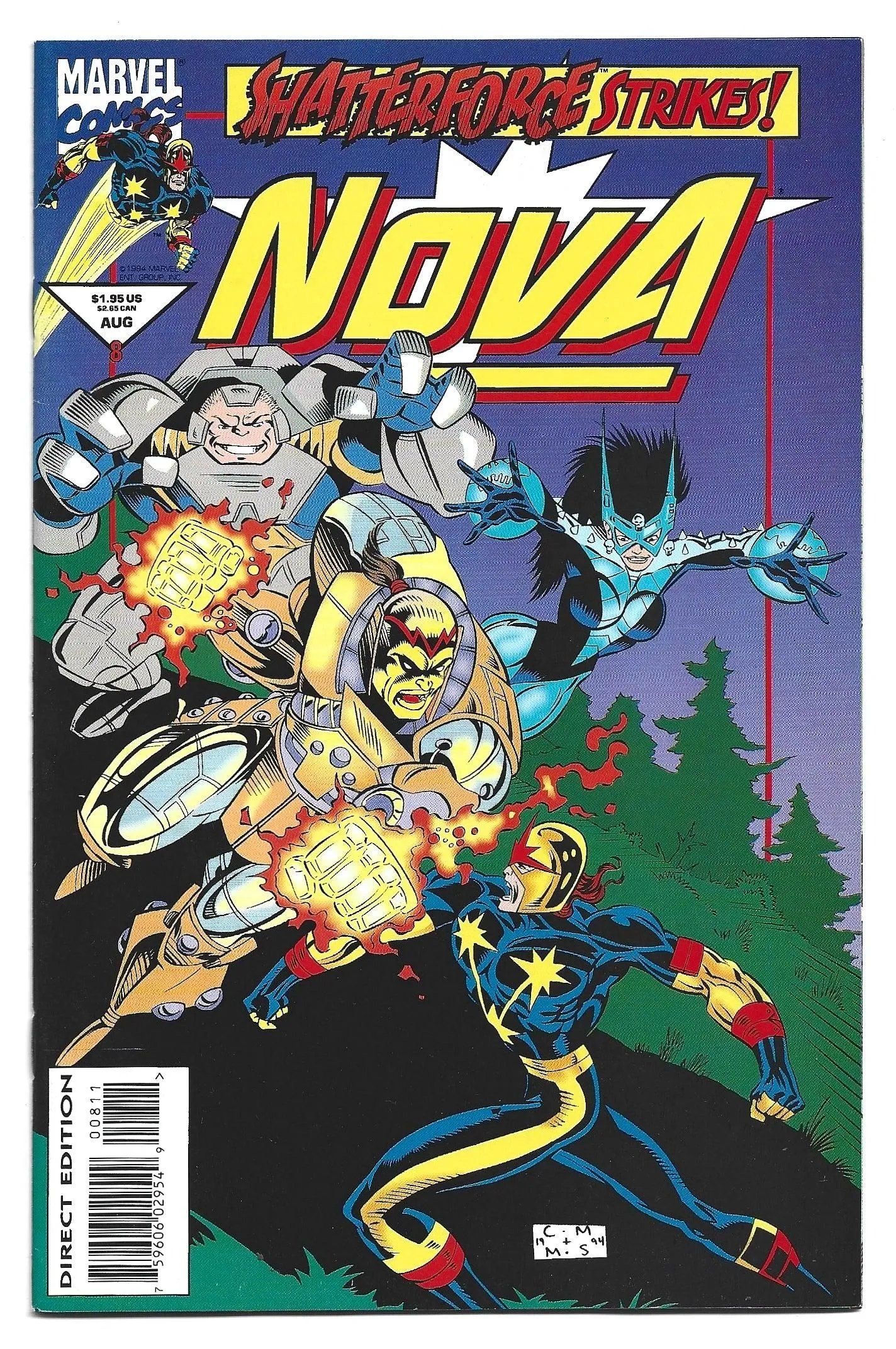 1st team appearance of Shatterforce: Murder, Strangler and Warhead. Marvel Comics 1994