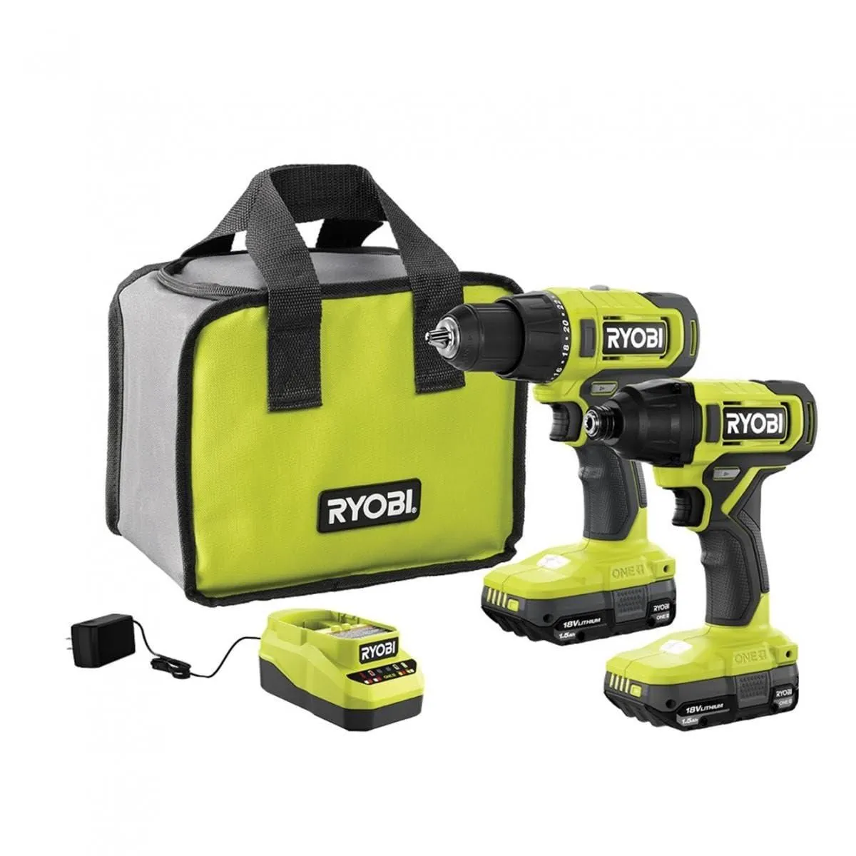 RYOBI ONE+ 18V Cordless 2-Tool Combo Kit with Drill/Driver, Impact Driver, (2)