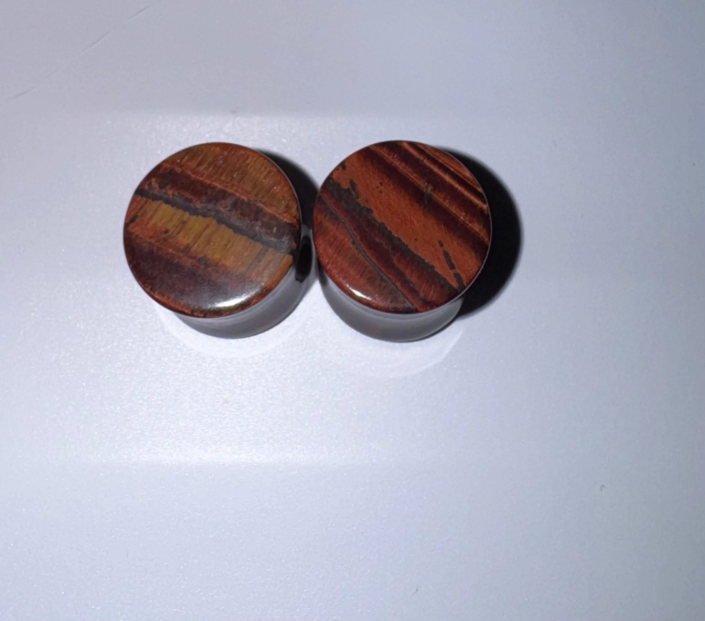 Red Tiger's Eye Ear Gauges-Curated