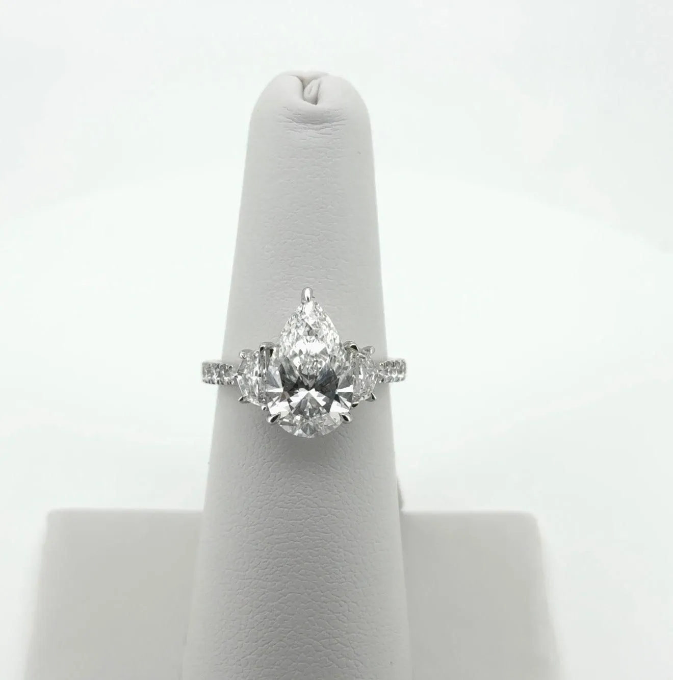 3.06ct Pear E VVS2 Lab Diamond 14kt White Gold Ring RGF-636-1