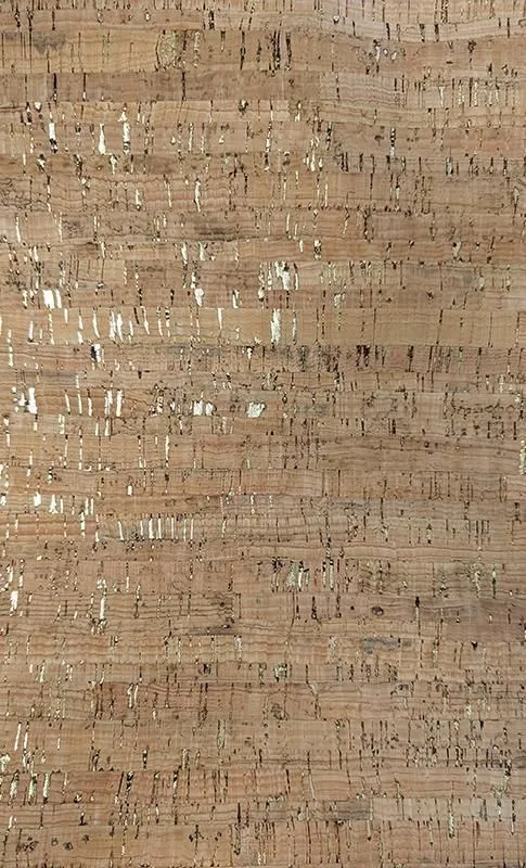 Cork Fabric- Natural/Gold Metallic 18"x15" Roll