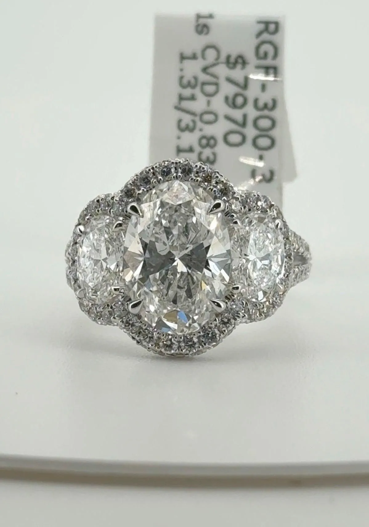 3.01ct Oval E VS1 Lab Diamond 14kt White Gold Ring RGF-300-3