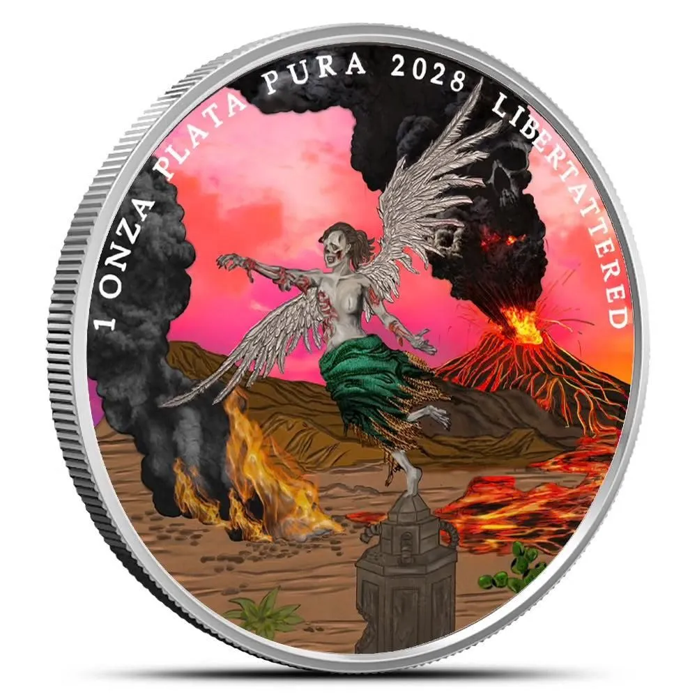 In Stock! Zombucks World Libertattered Round New 1 oz Silver Colorized