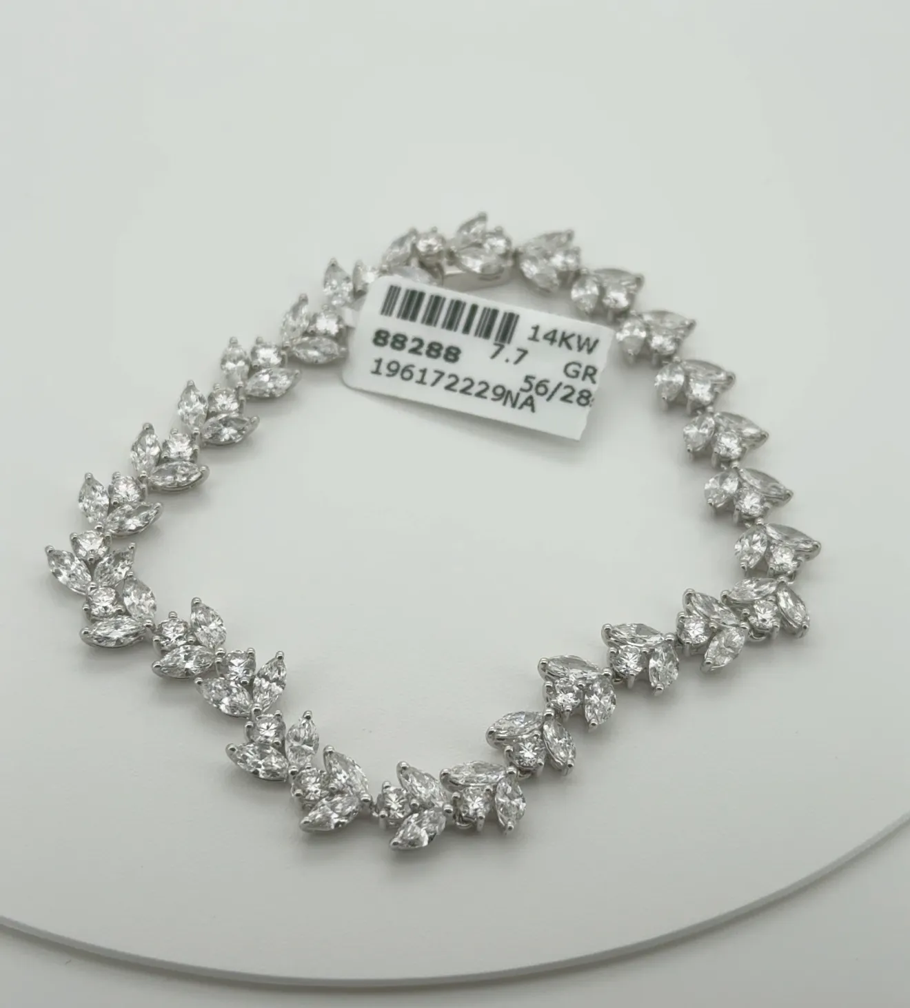 8.81ctw Marquise and Round Lab Diamond 14kt White Gold Bracelet BRC-130