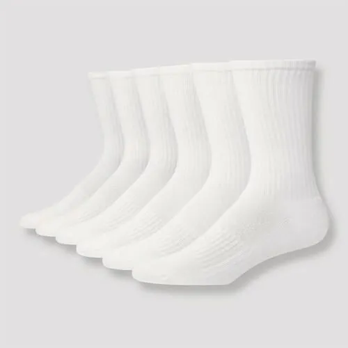 Men's Hanes Moves Premium Performance Cushioned Crew Socks 6pk - White 6-12