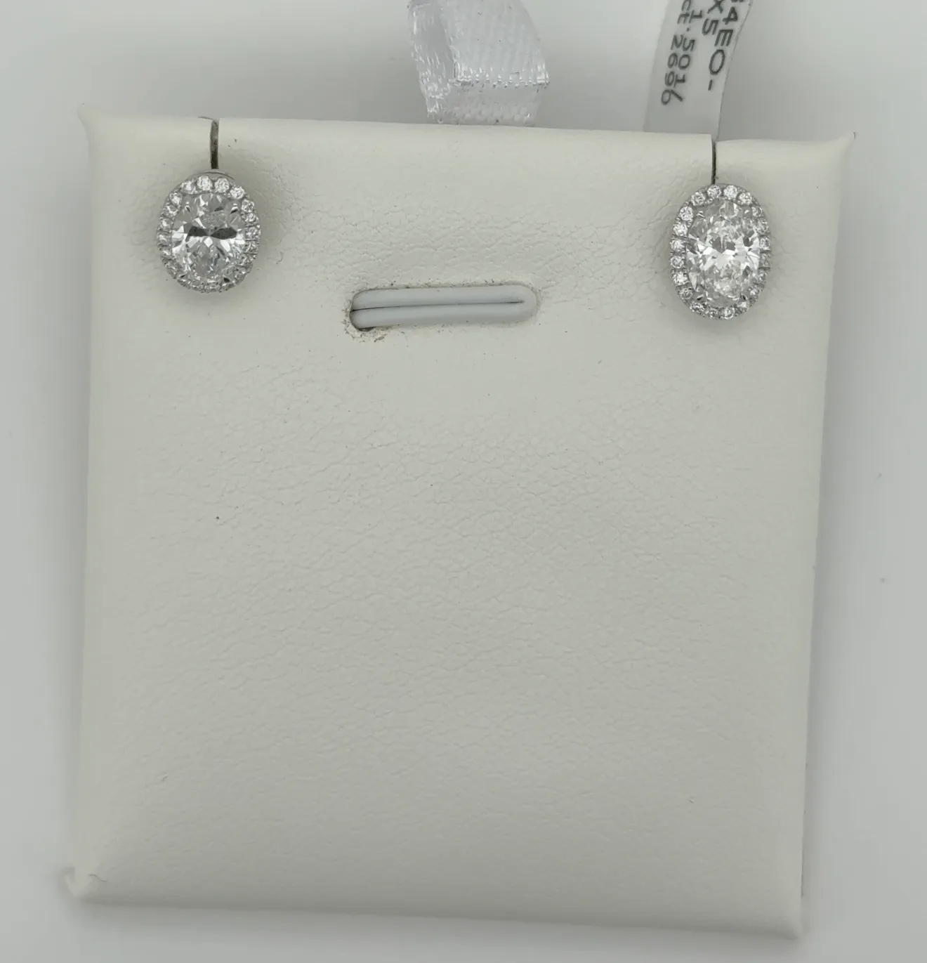 1.701ctw Oval Lab Diamond 14kt White Gold Earrings SA5534EO-7.4x5