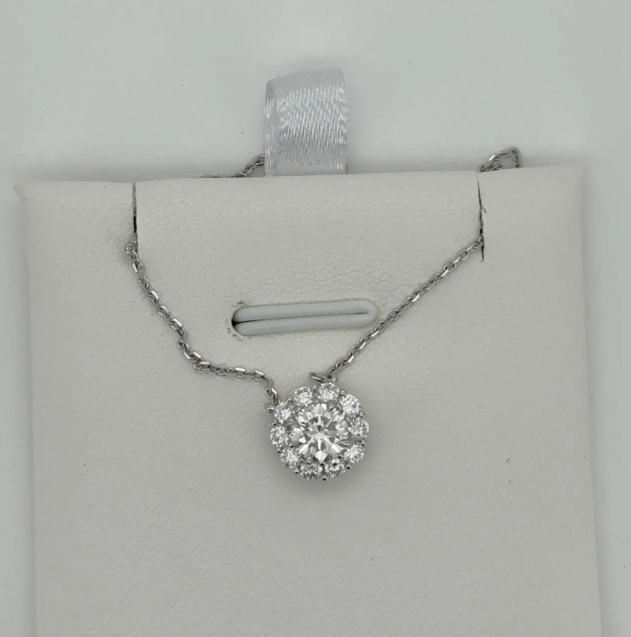 1.03ctw Round Lab Diamond 14kt White Gold Necklace SA5835NR-5.3