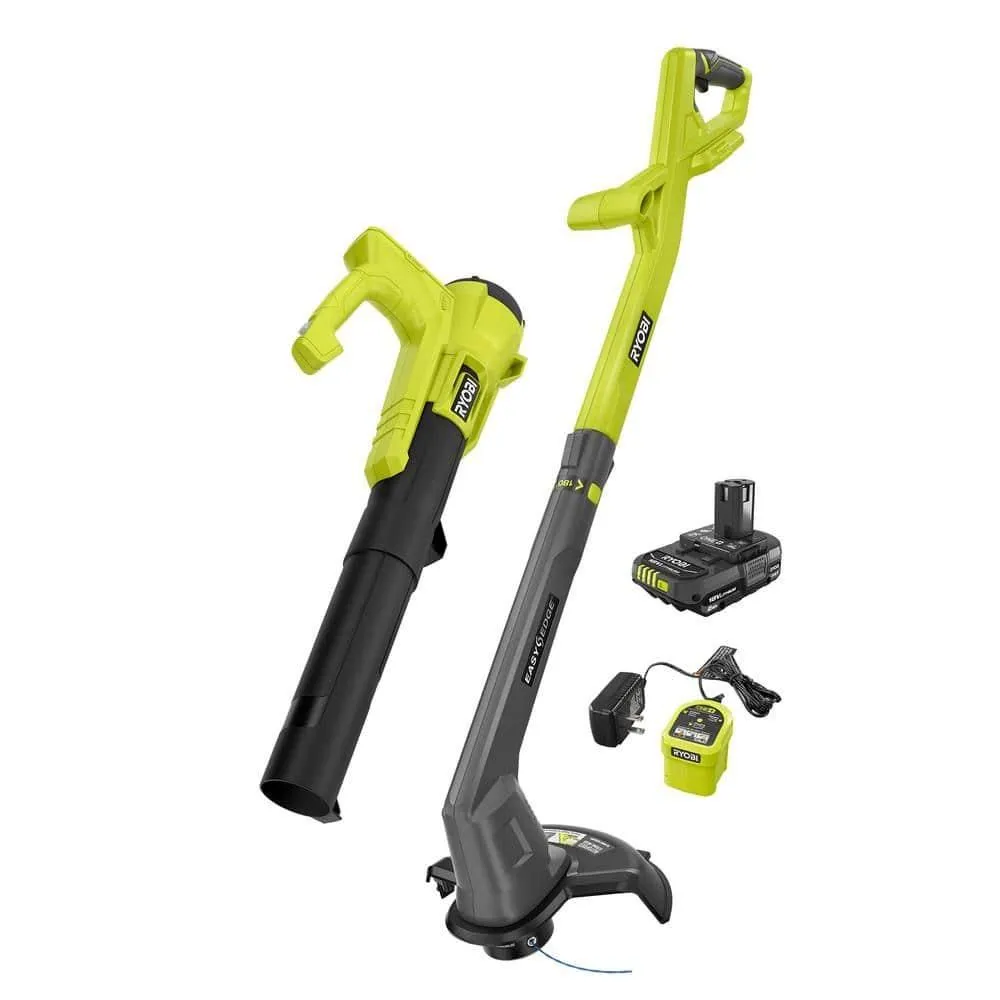 RYOBI 1+ 18-Volt Cordless Electric String Trimmer/Edger and Blower Combo