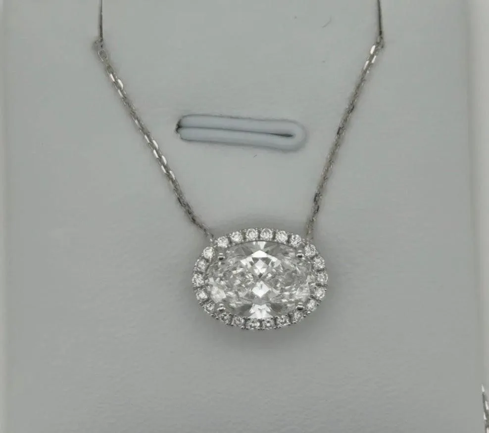 2.69ctw Oval Lab Diamond 14kt White Gold Necklace