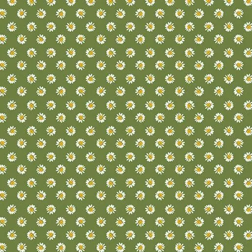 A Prairie Heart Dainty Daisy Dark Fern Katie Daisy Benartex 1663545B Half Yard