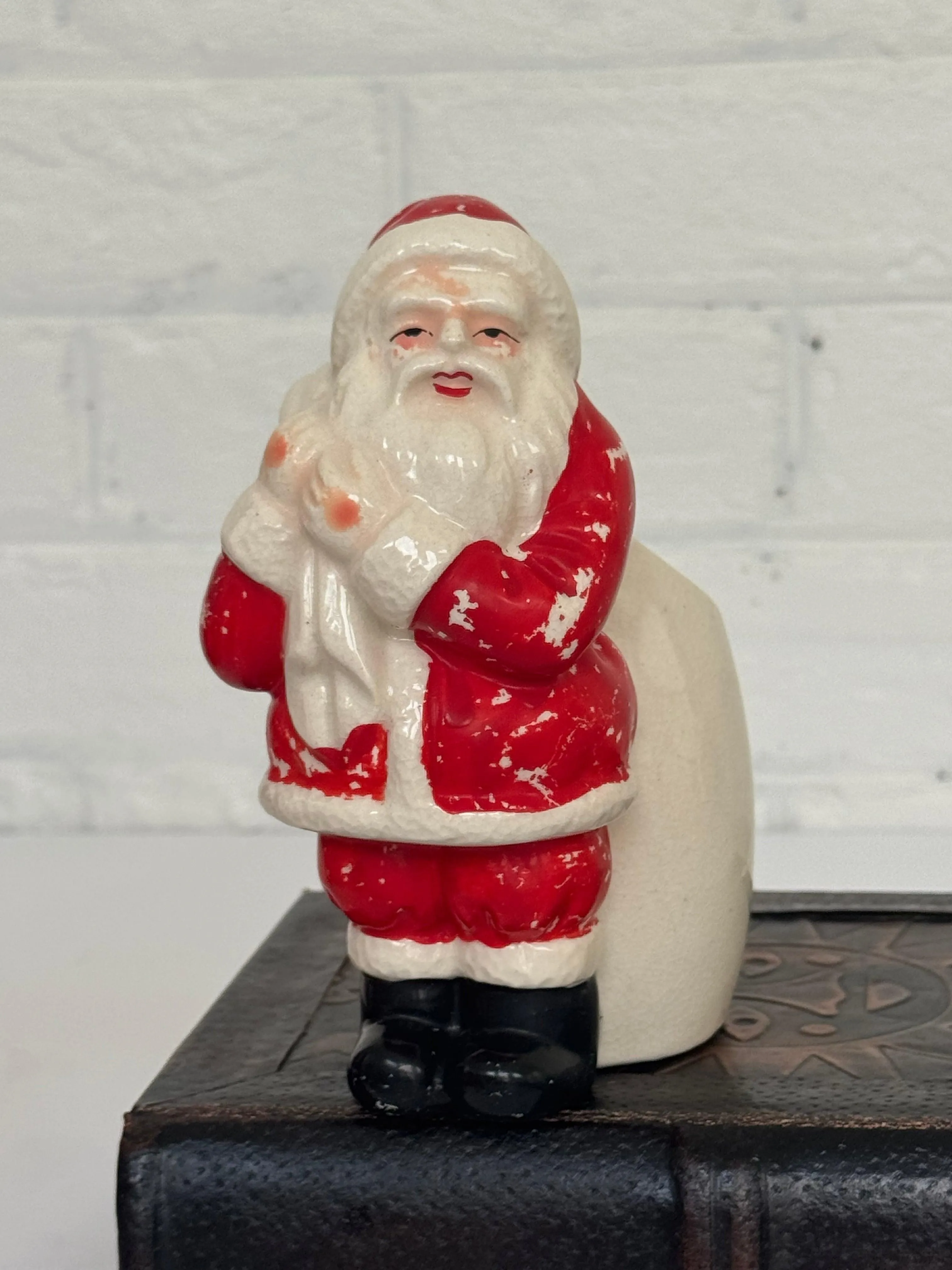 Vintage Ceramic Santa Planter-Vase or Candy Cane Holder
