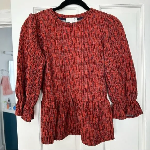 Product image for XS Ro + De red and black peplum blouse