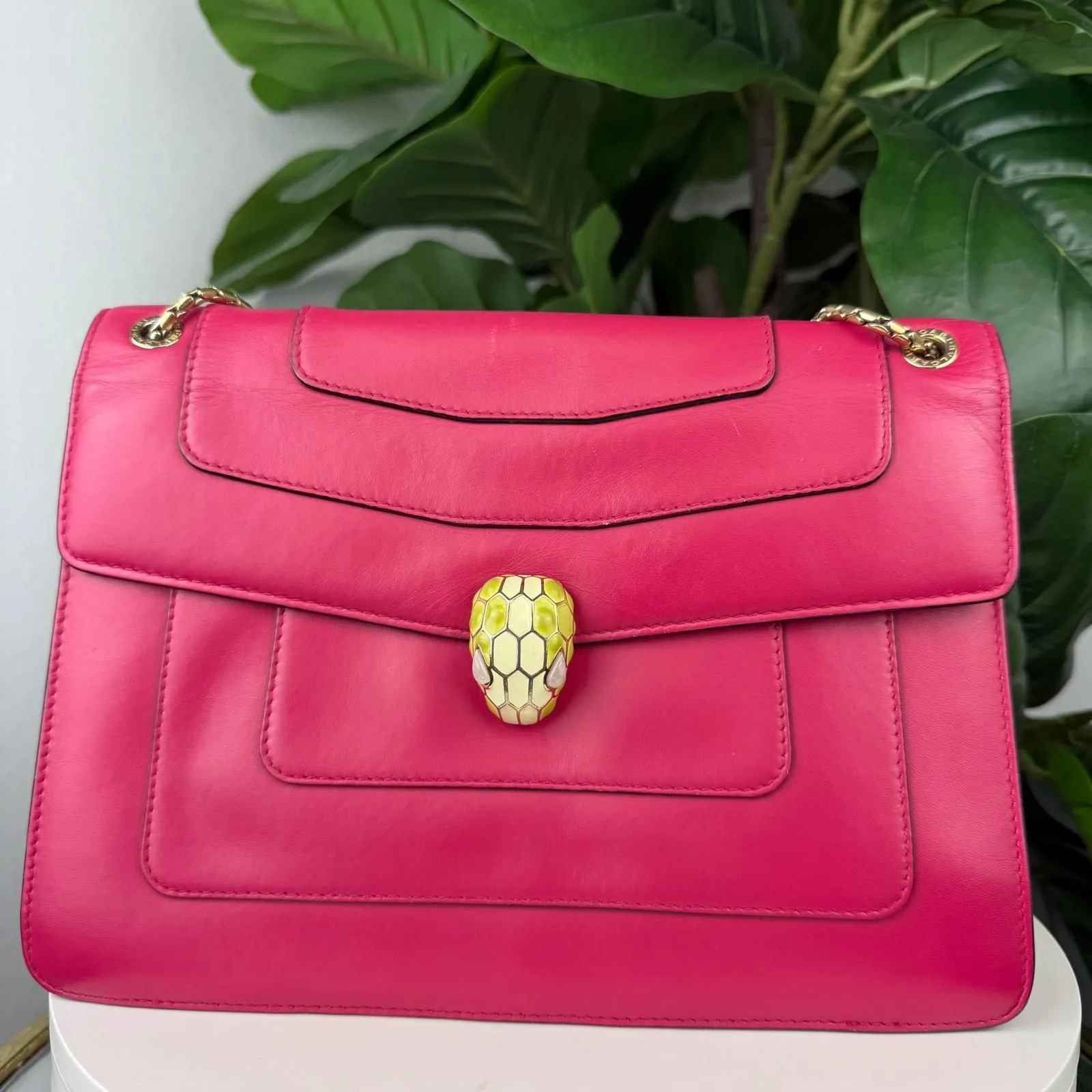 Authentic Bvlgari Serpenti Chain Shoulder Bag Calf Leather - Certificate of Authenticity Included