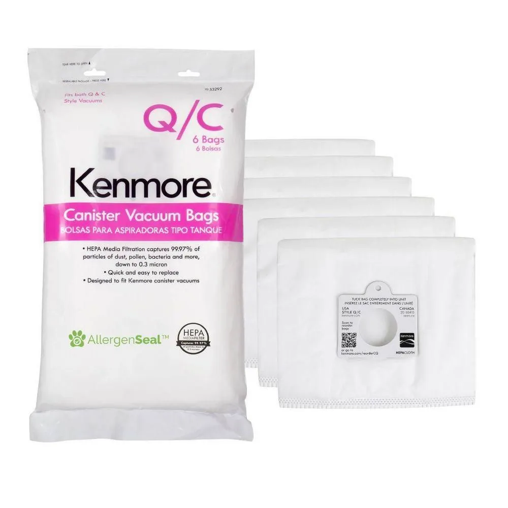 Open-box - Kenmore 6-Pack Canister HEPA Cloth Bags (Type-Q/C)