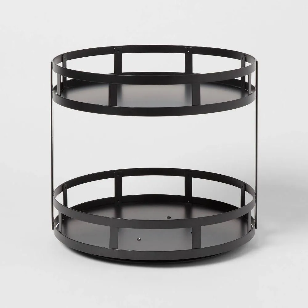 New without box - 2-Tier Metal Lazy Susan Turntable Black - Brightroom