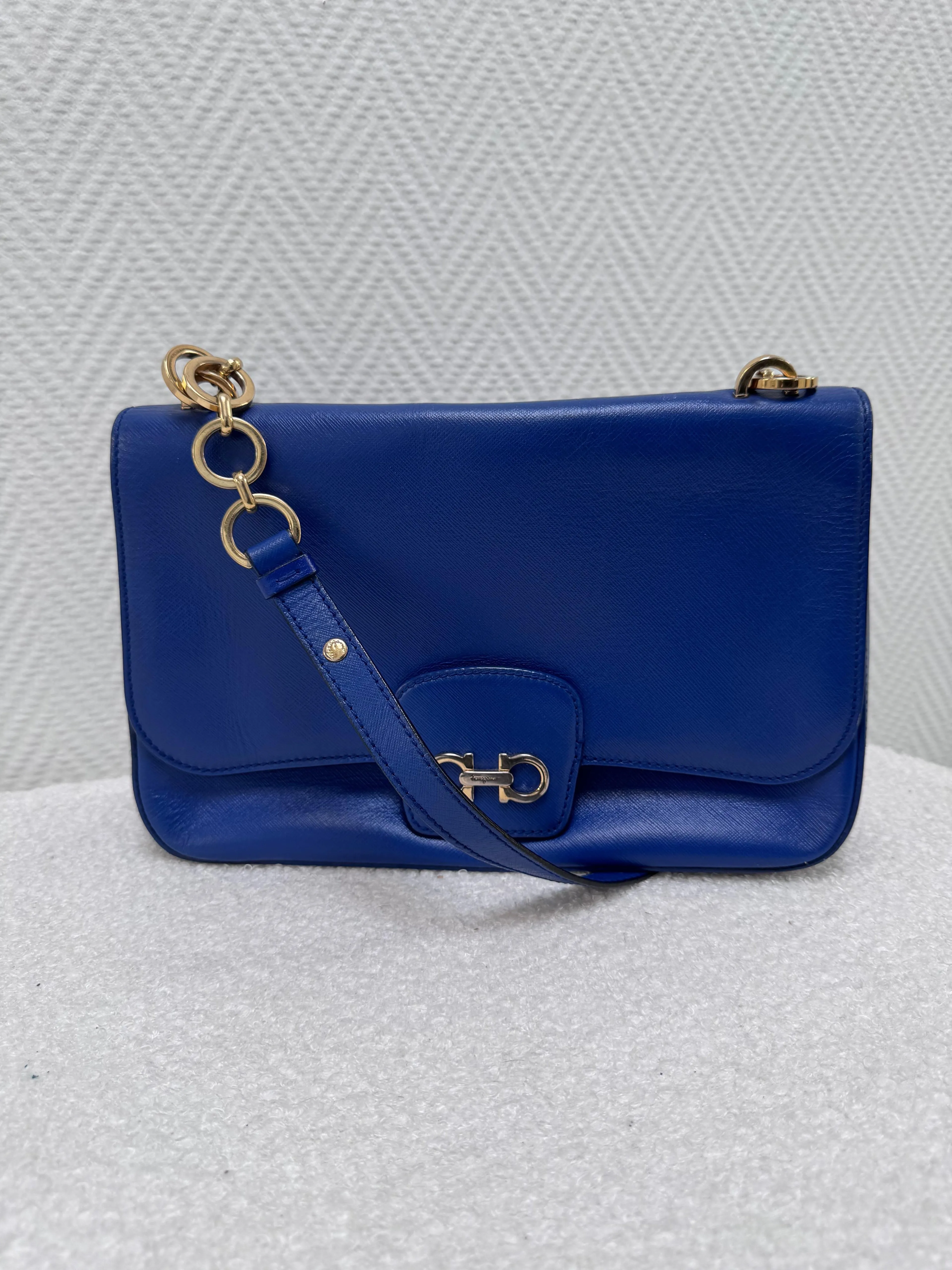 Salvatore Ferragamo cobalt blue shoulder bag