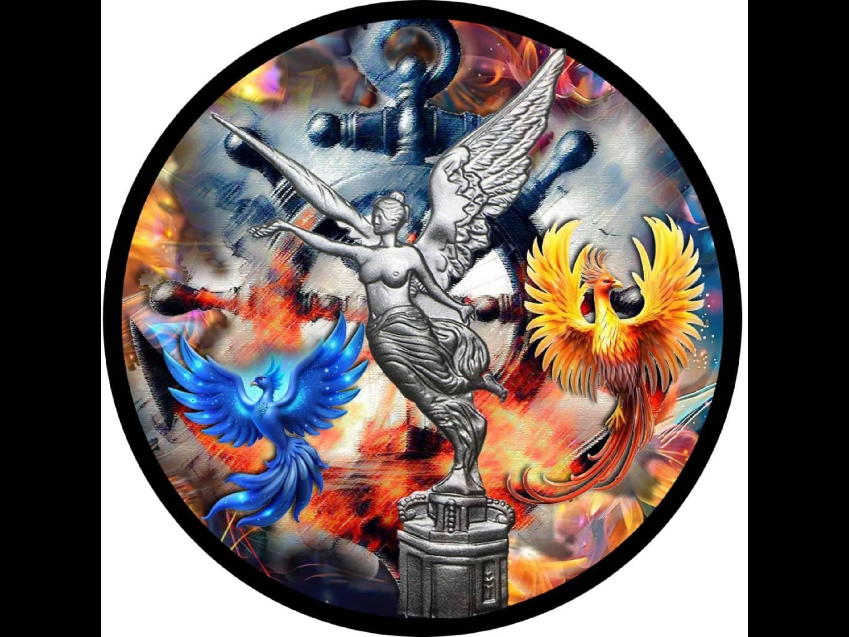 In Stock! 2024 Mexico Libertad Phoenix Voyage 1 oz Colorized Silver Art Coin (100 Mintage)