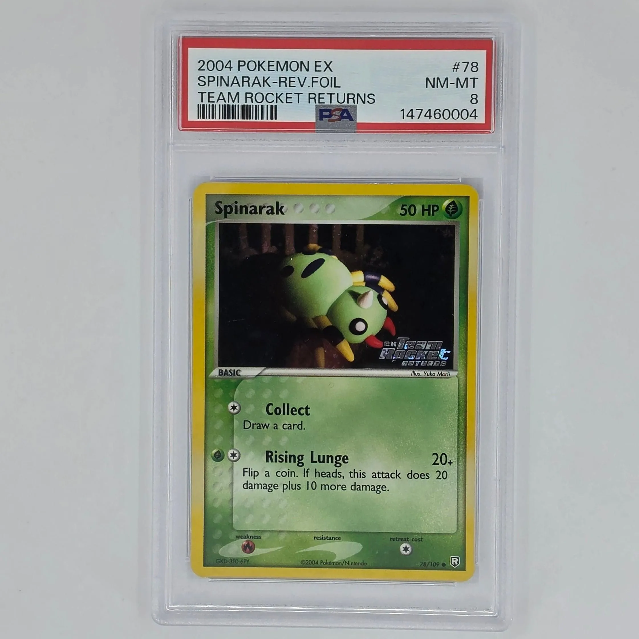 PSA 8 Spinarak 78 Reverse Foil 2004 Pokemon EX Team Rocket Returns 147460004
