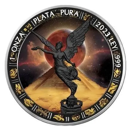 In Stock! AZTEC ECLIPSE LIBERTAD MEXICO 2023 1 OZ FINE SILVER COIN