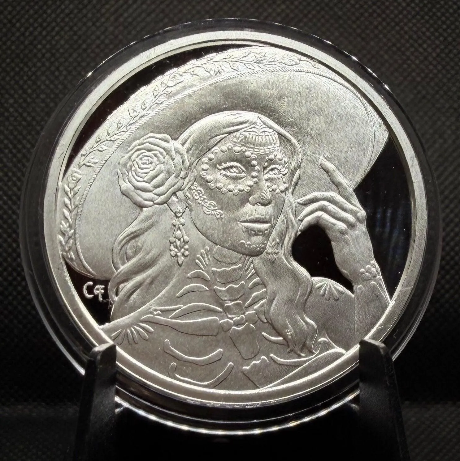 In Stock! 2025 Catrina Fina Dia De Los Muertos 1 oz Silver Round