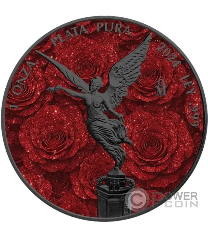 In Stock! BLOOMING LIBERTAD Diamond Dust 1 Oz Silver Coin Mexico 2024 in Quadrum w/COA (100 Mintage)