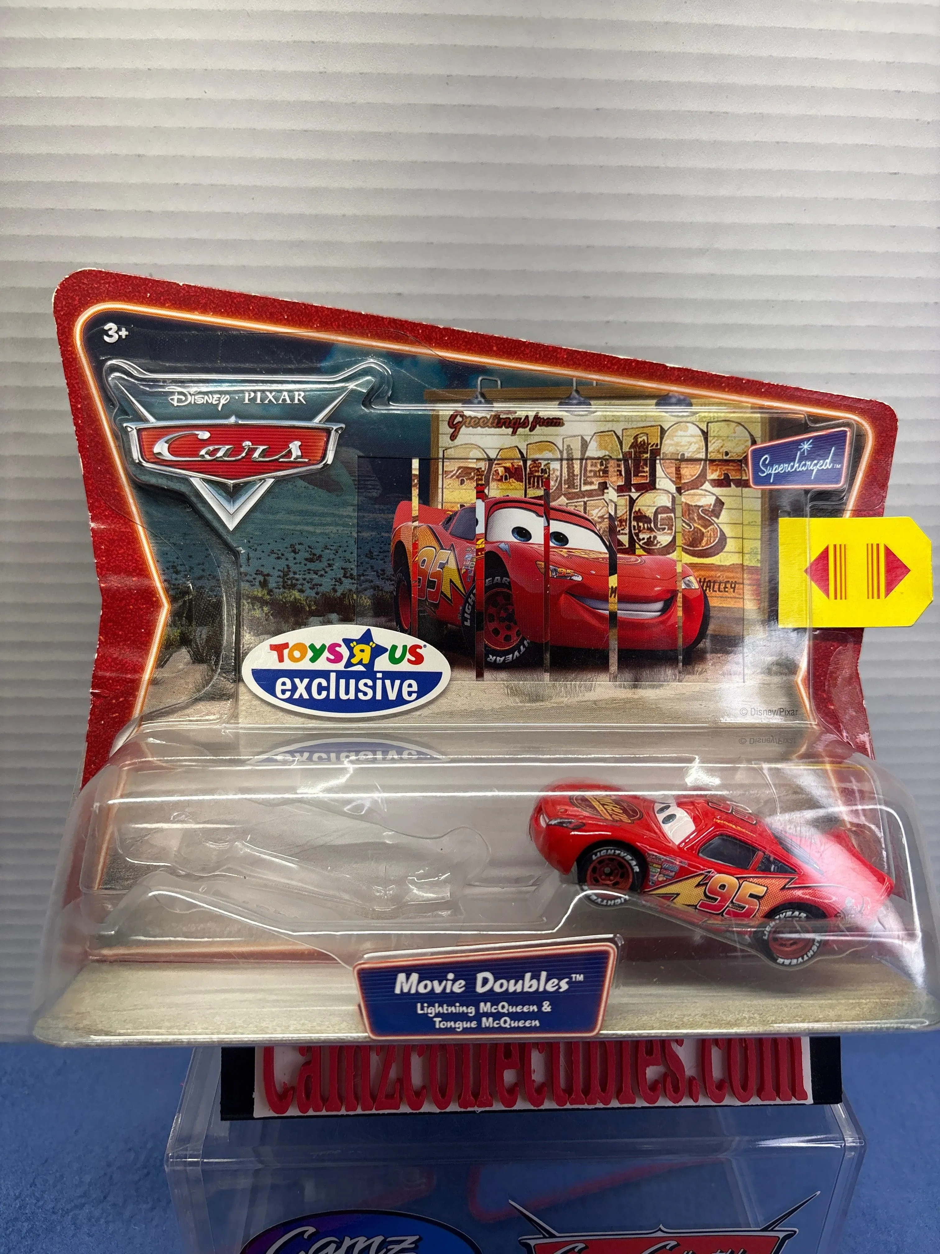 Disney Pixar Cars Toys R Us Exclusive Movie Doubles Supercharged Lightning McQueen(missing Tongue McQueen)