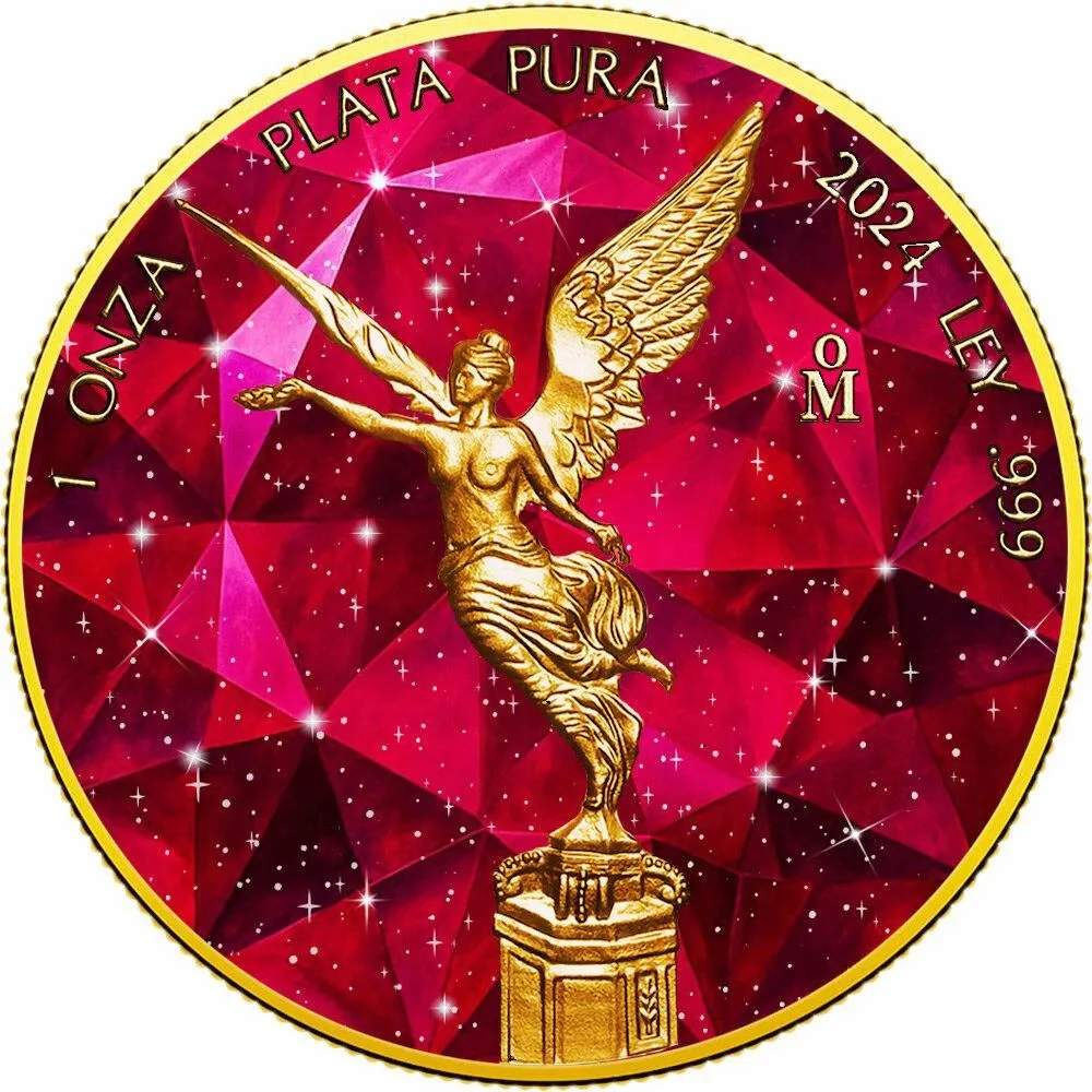 In Stock! 2024 Mexico Libertad The 4 Rarest Precious Stones Red Beryl Edition 1 oz Silver Coin