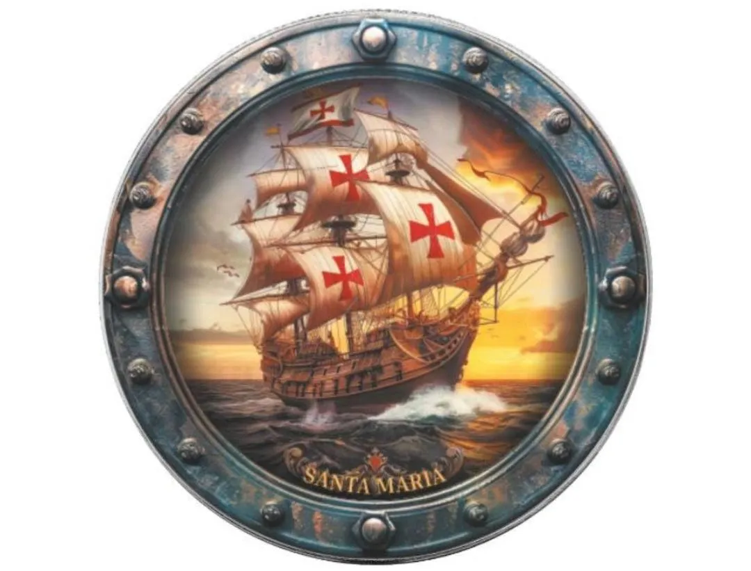 In Stock! American Silver Eagle Famous Ships Series Santa Maria1 oz Silver Colorized Art Coin
