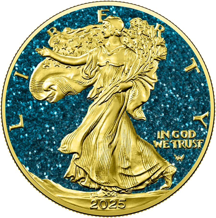 2025 U.S. Eagle Precious Gemstones Aquamarine Edition 1 oz Silver Coin (07/11)