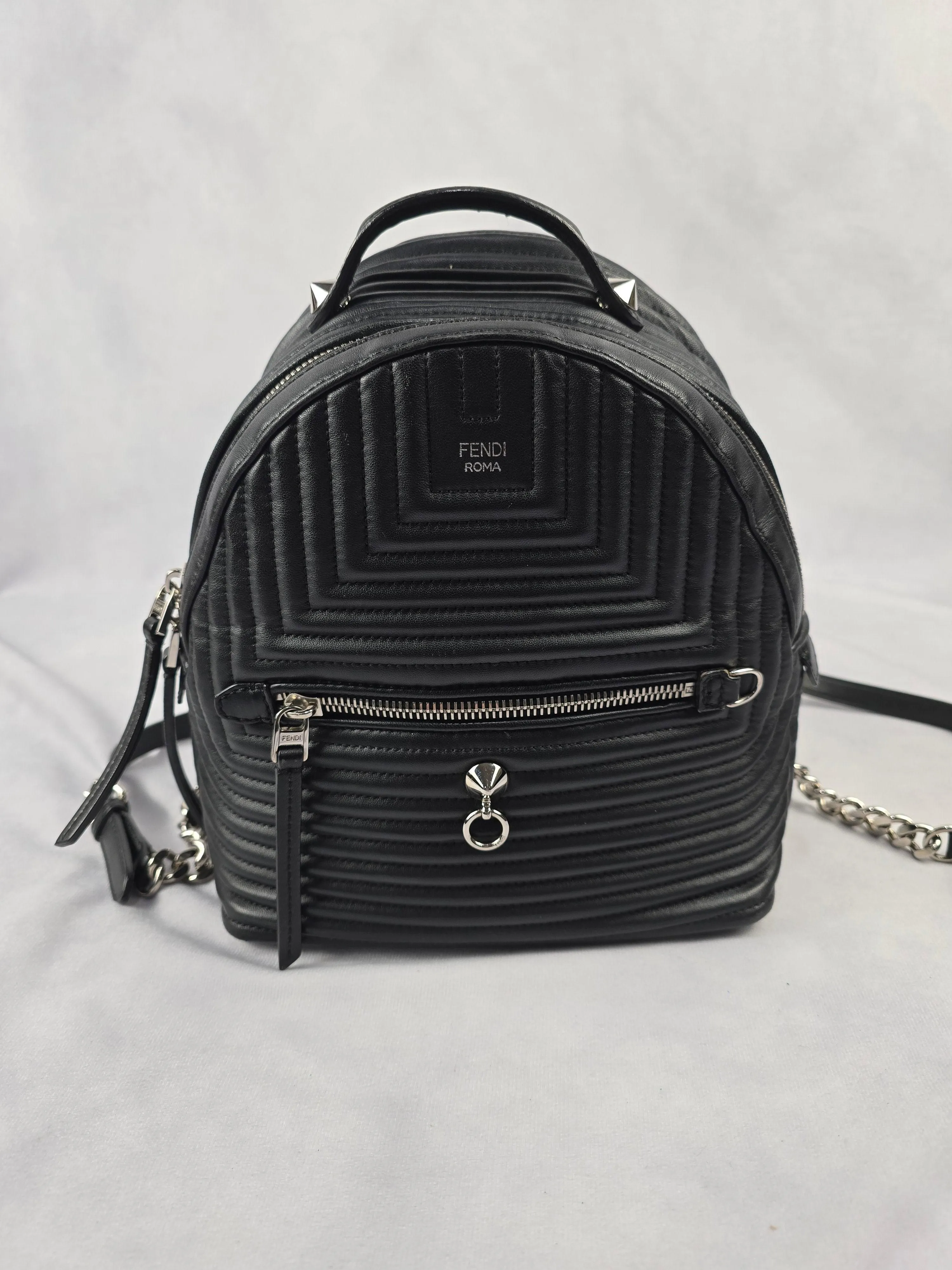 Fendi Leather By The Way in Black Quilted Chevon