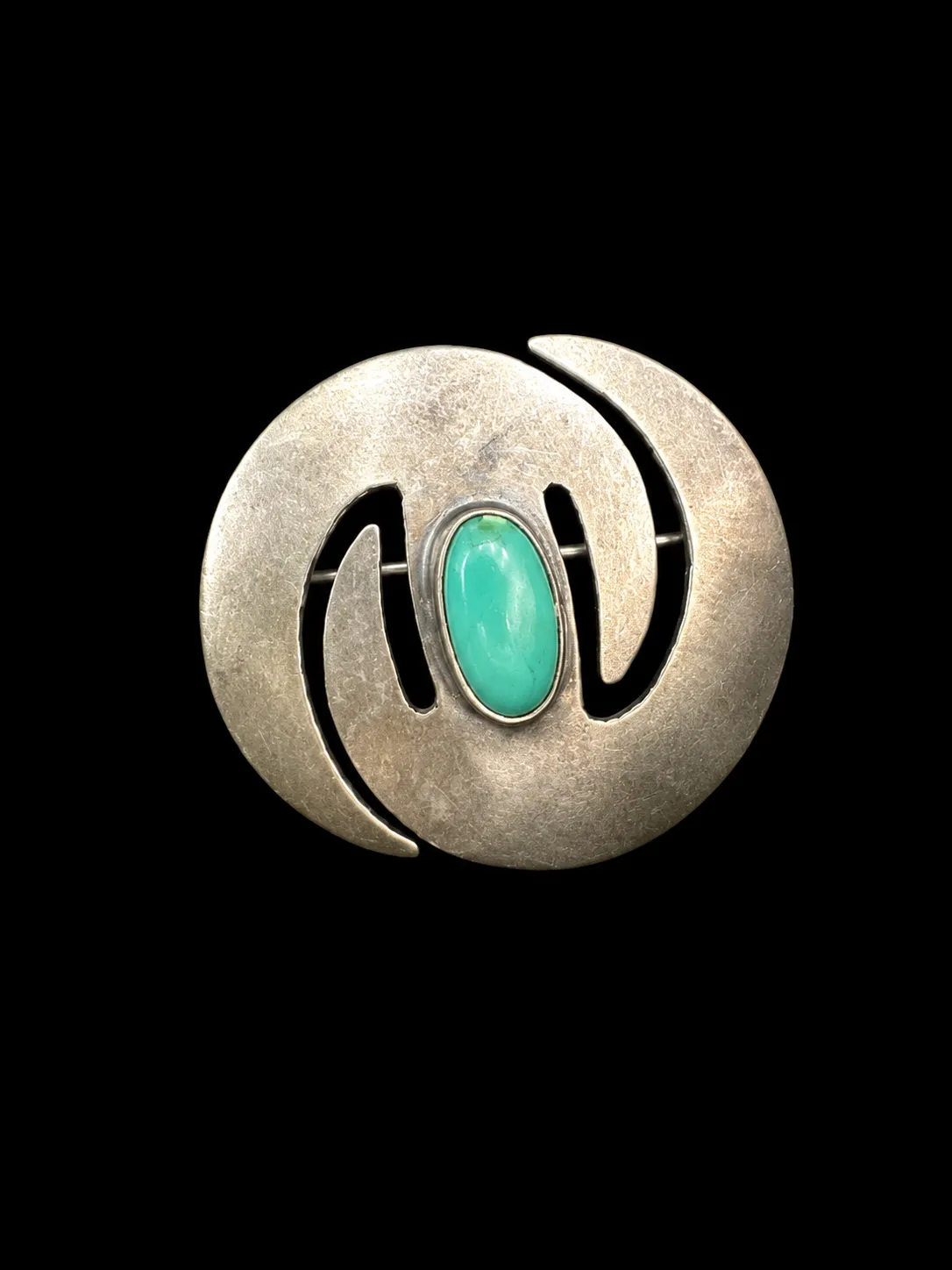 Vintage Sterling Silver Native American Turquoise Brooch