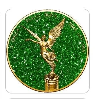 2024 Mexico Libertad Precious Gemstones Green Tourmaline Edition 1 oz Silver Coin (04/11)