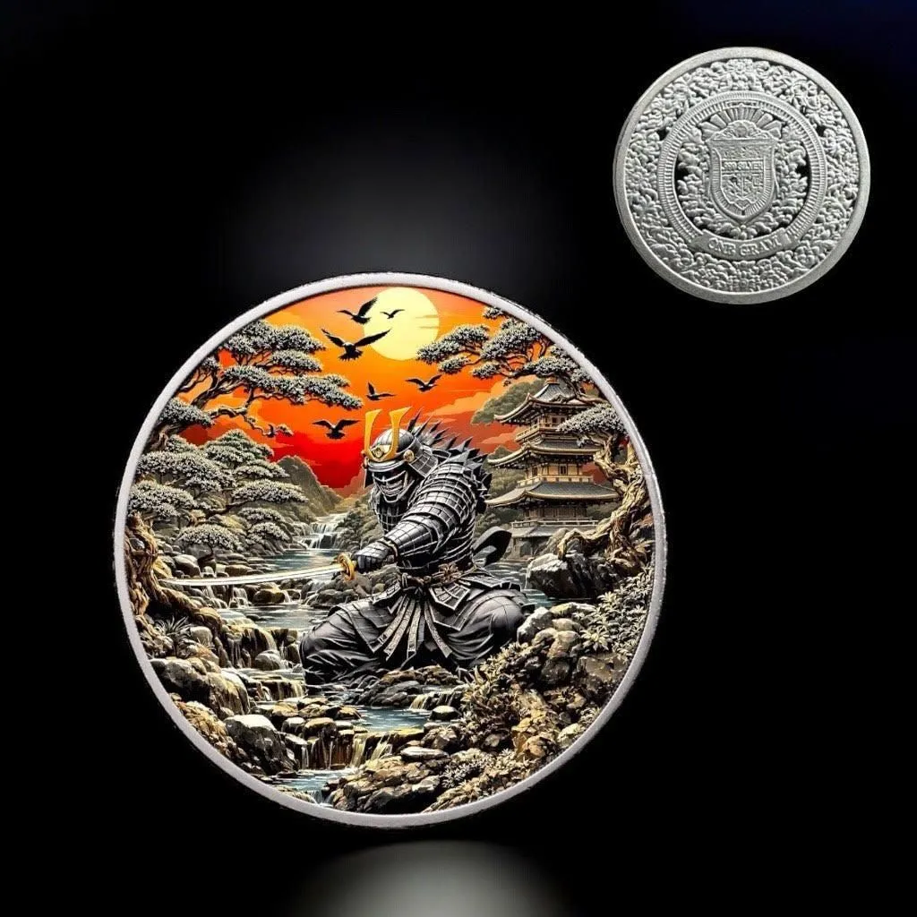 Historic Warriors Samurai Colorized 1 GRAM Copper Round