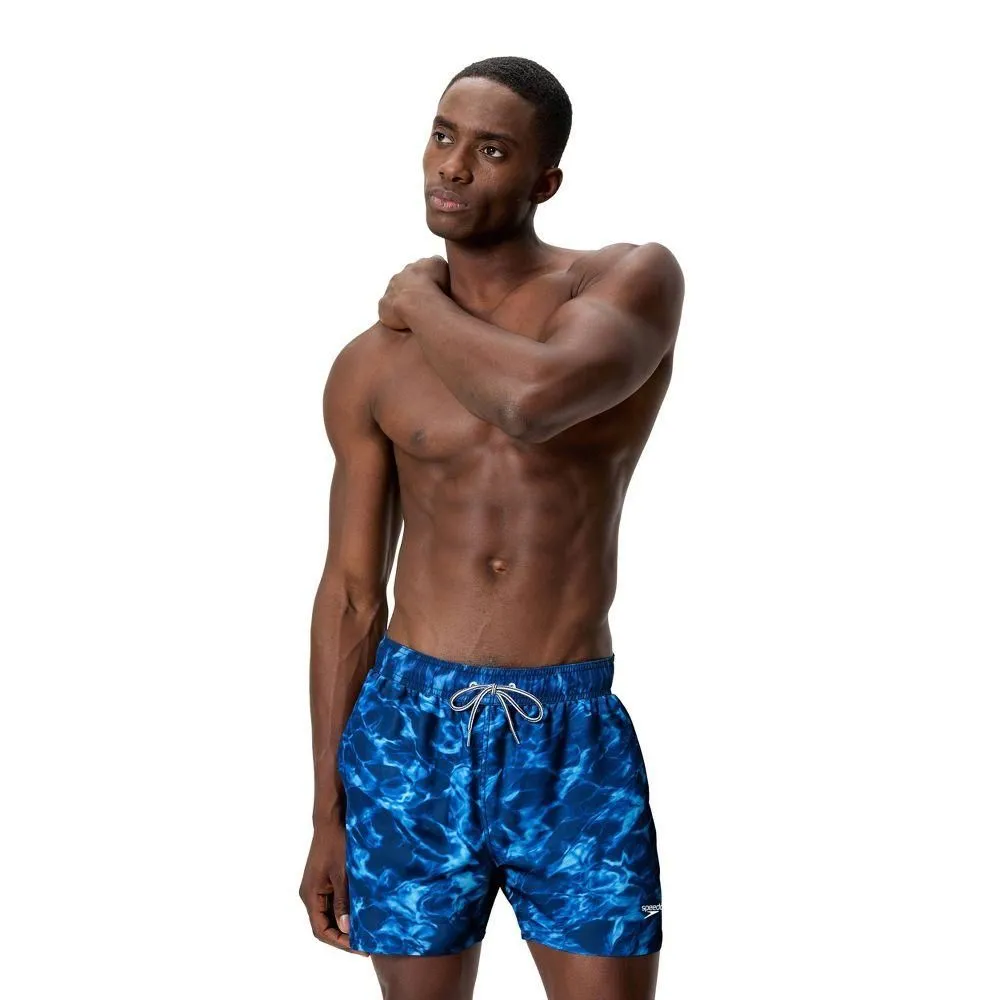 New without Tags - Speedo Men's 5.5" Comfort Liner Swim Trunks - Blue Camo L