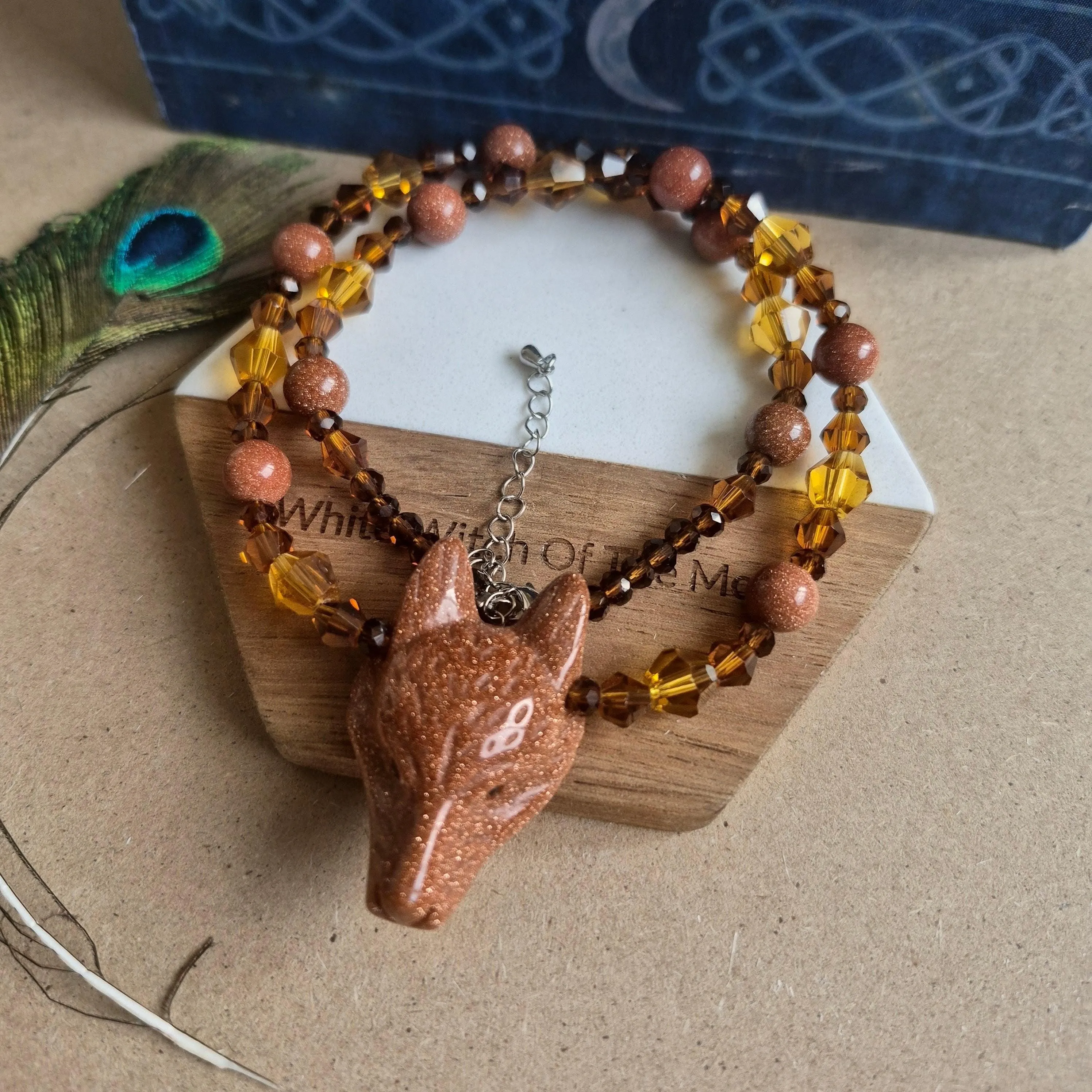 Red Goldstone Wolf Choker Necklace (Copy)