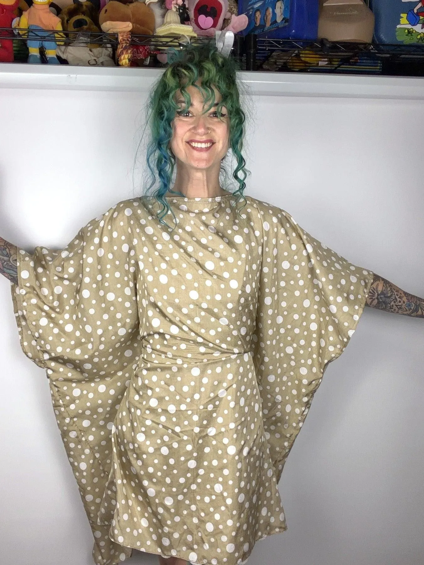 Polka Dot Kaftan Dress (OSFM)