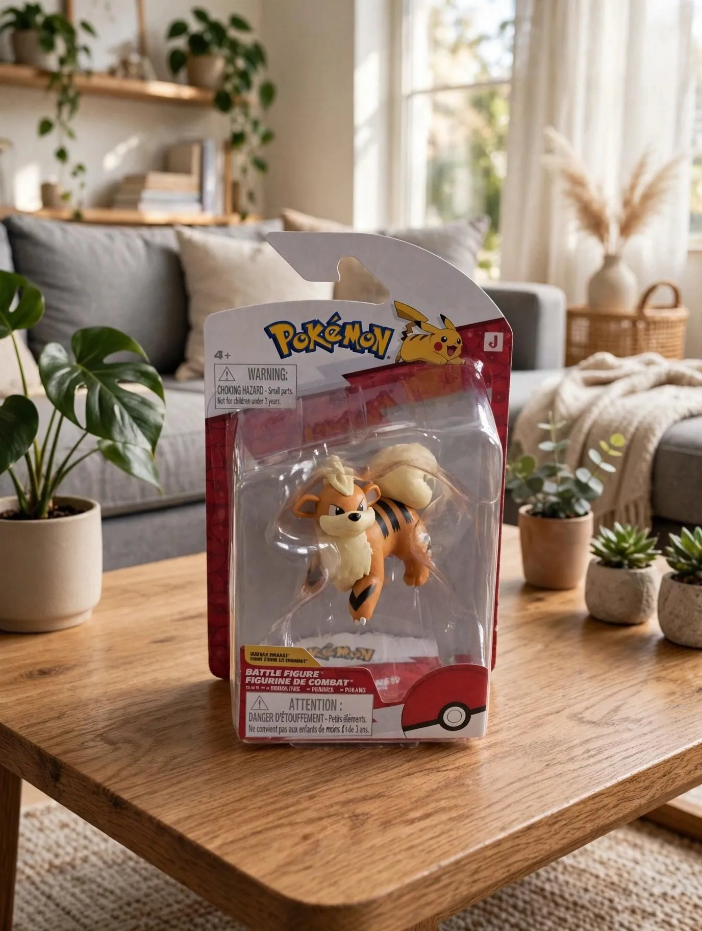 Official Jazwares Pokemon Growlithe Battle Figure New Fire Canine Kanto Collectible for Anime Lovers Birthday Holiday Surprise Present Otaku