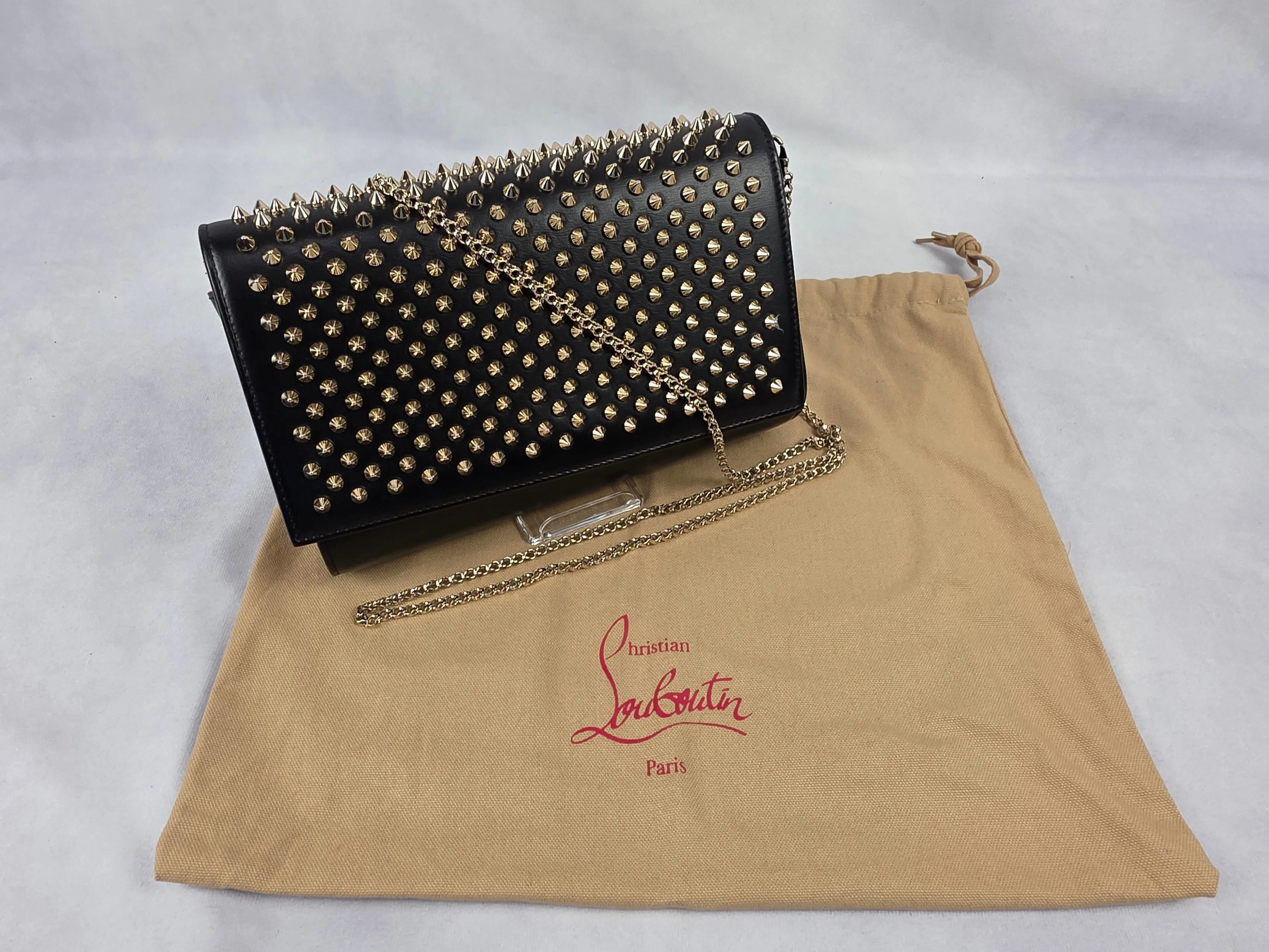 Christian Louboutin Paloma Spiked Leather Clutch Bag