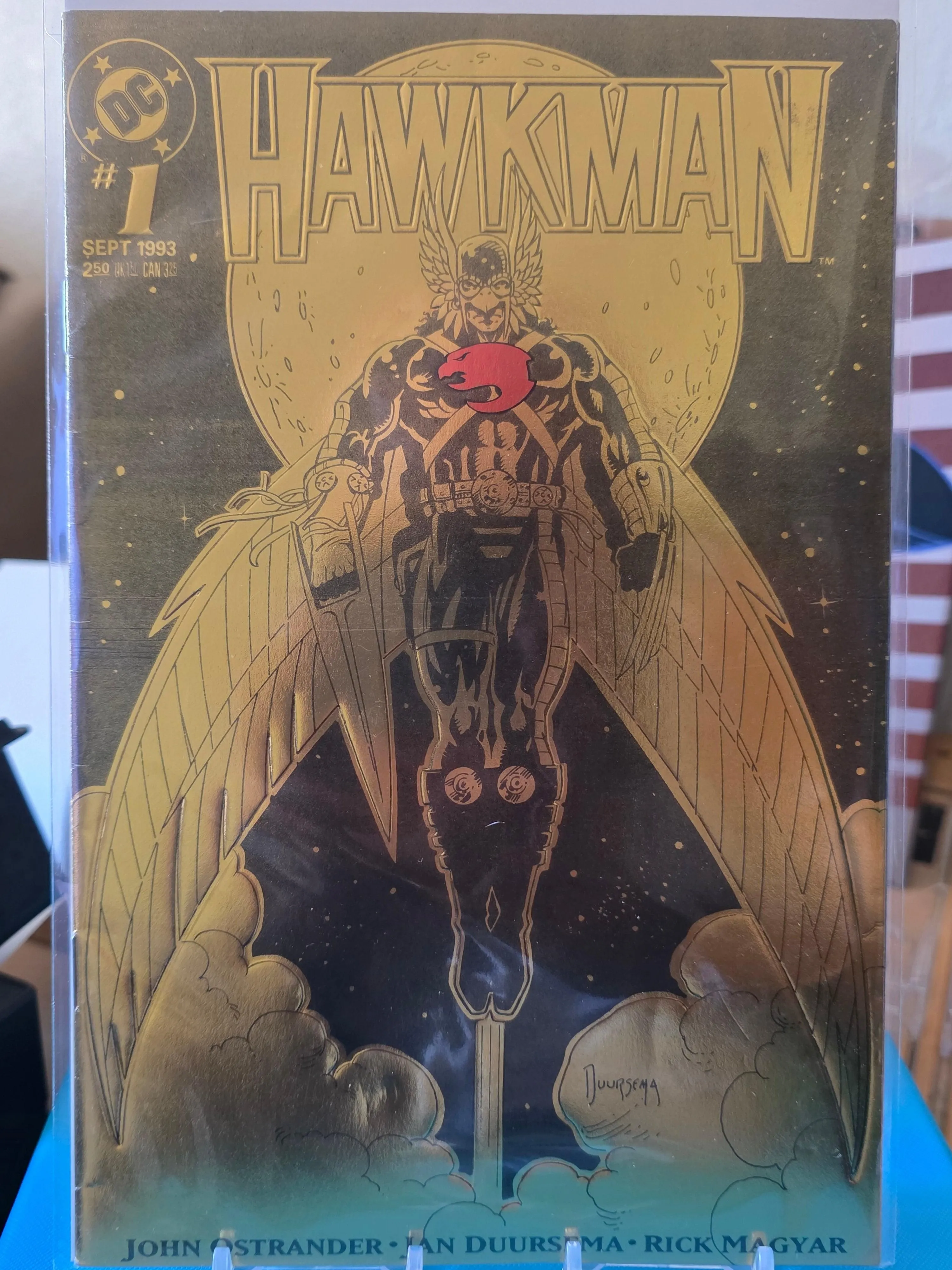 Hawkman #1 Gold Foil Embossed Cover John Ostrander Jan Duursema DC Comics 1993 NM