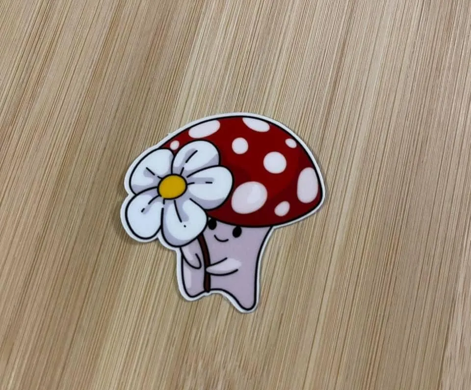 Daisy Mushroom Kawaii Die Cut Vinyl Sticker