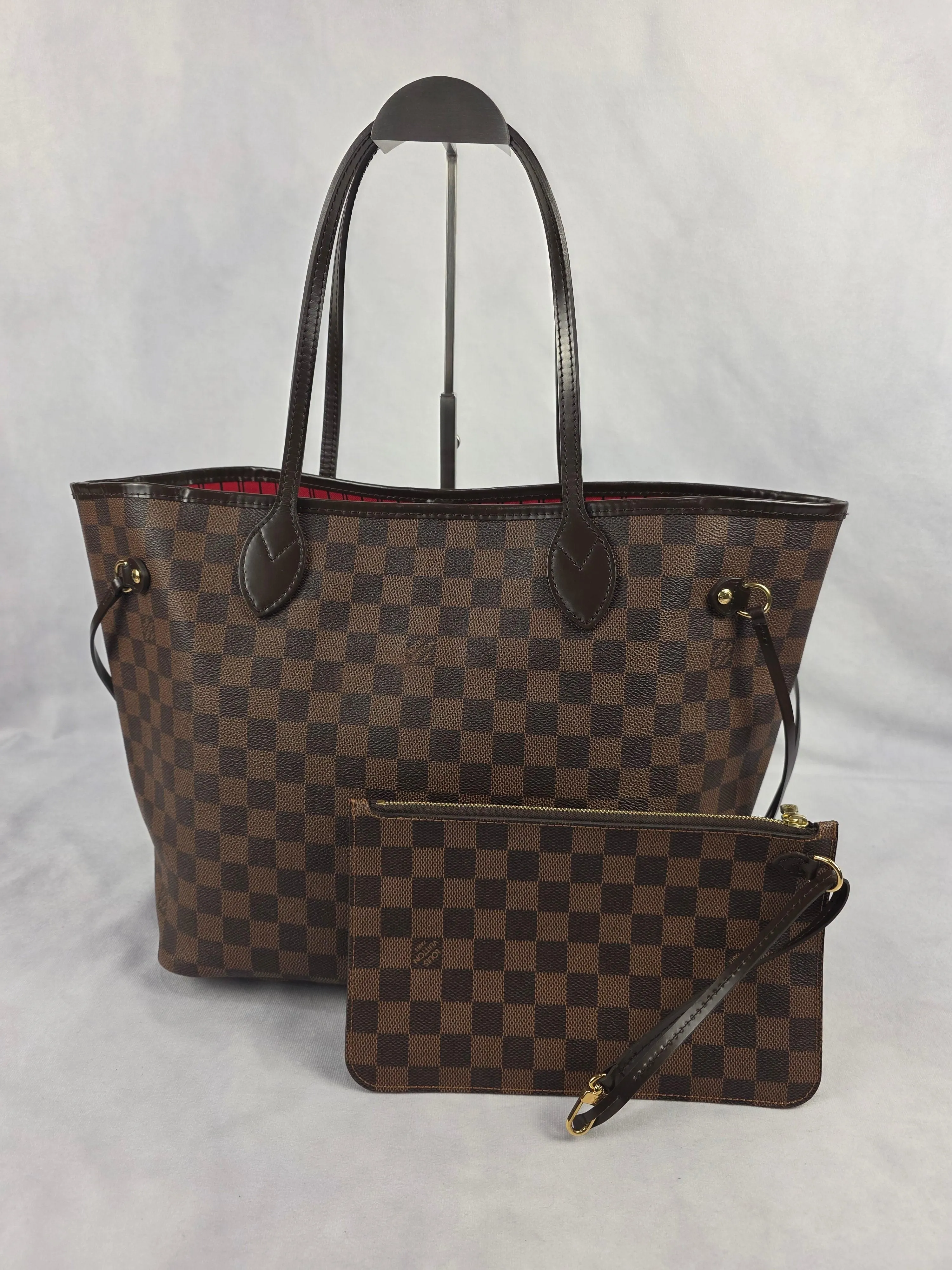 Louis Vuitton Neverfull MM Damier Ébène Tote Bag with Pochette