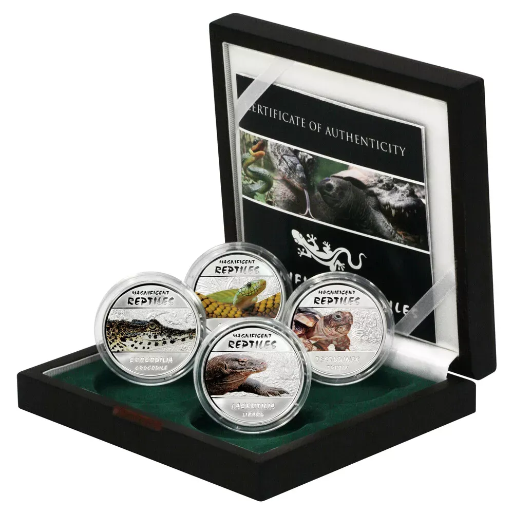 2013 Congo Magnificent Reptiles 4 x 20g Silver Coin Set