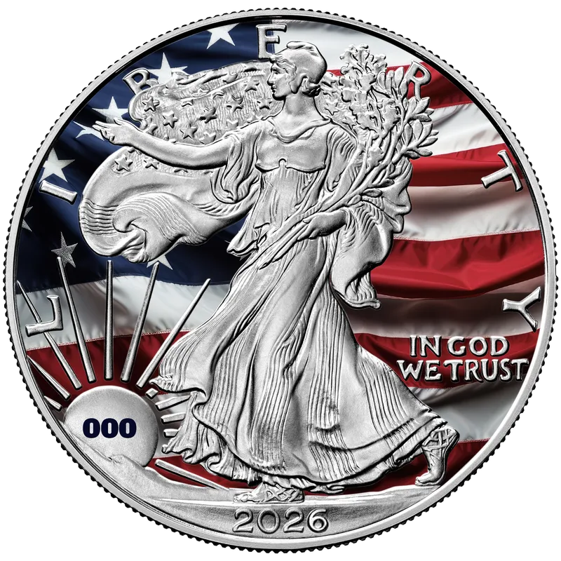 In Stock! 2026 U.S. Silver Eagle - USA Flag Edition 1 oz Silver Coin