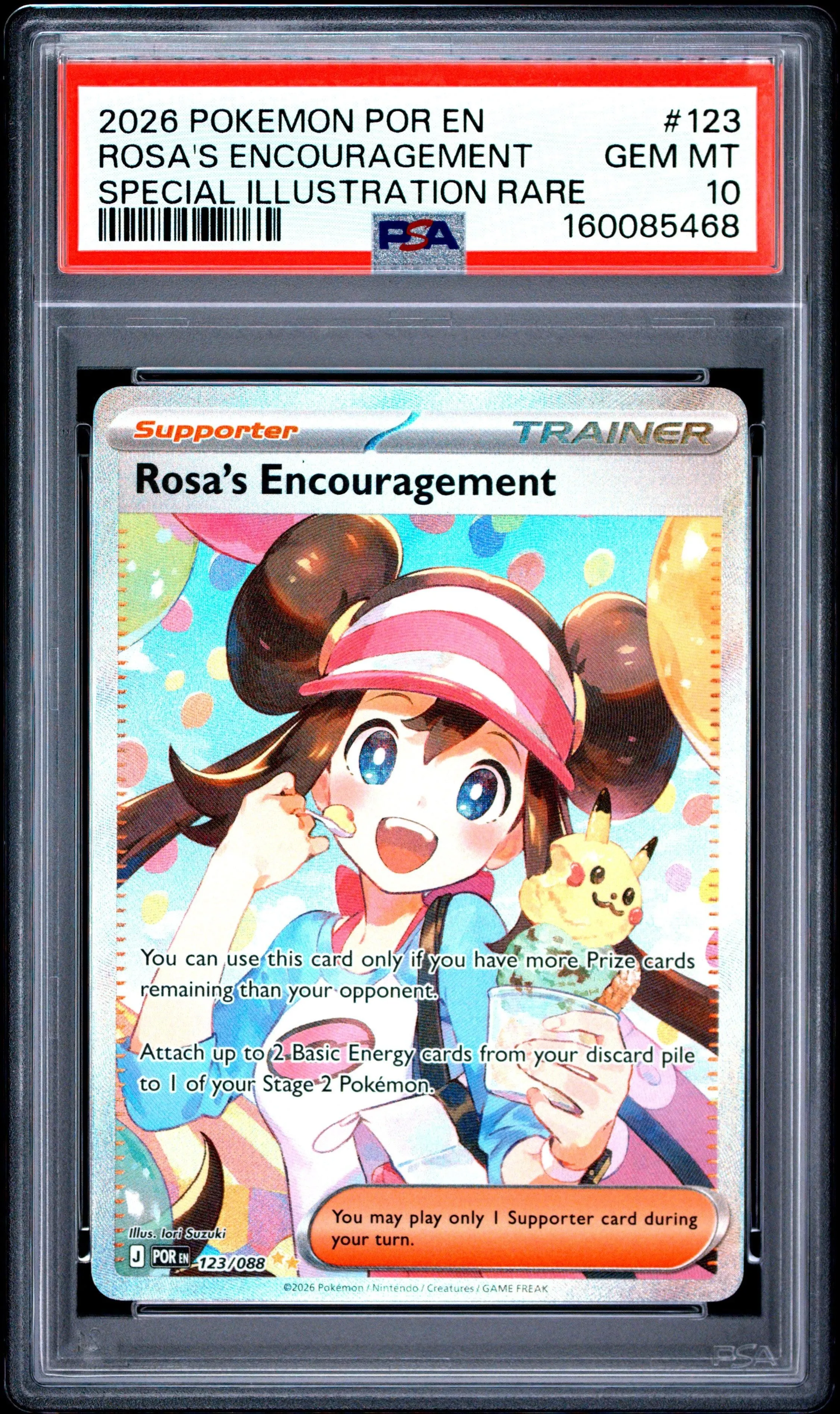 2026 Pokemon Por En-Perfect Order #123 S.I.R. Rosa's Encouragement PSA 10