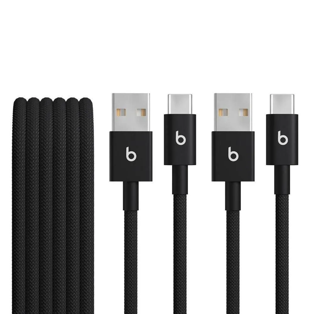 Open-box - Size: 1.5 m - Beats USB-A to USB-C Woven Cables (1.5 m) - Bolt Black (2pk)
