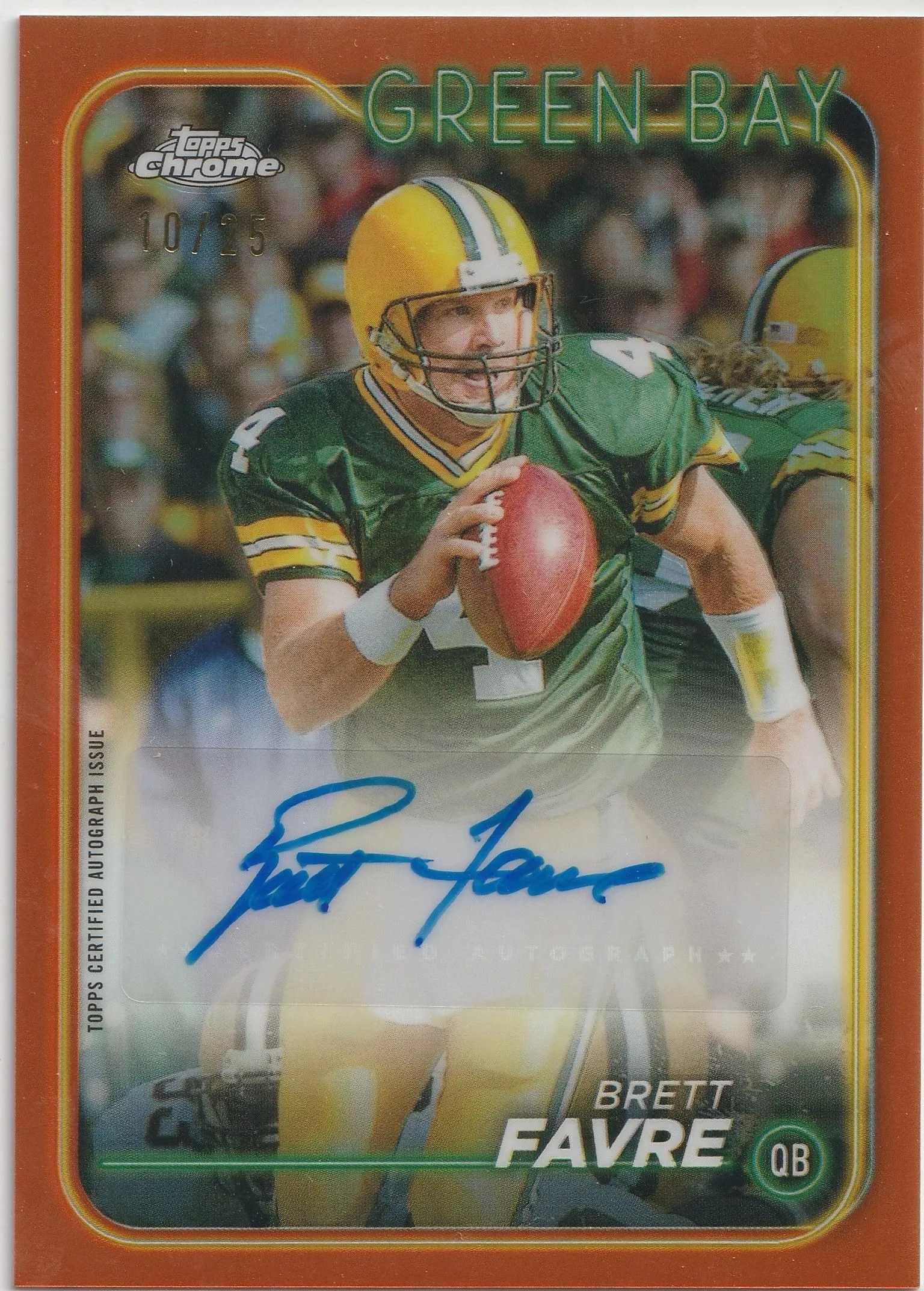 2024 Topps Chrome Brett Favre Orange Refractor Autograph #10/25